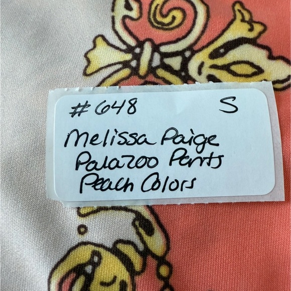 Melissa Paige Orange and Cream Paisley Wide Leg Pants Size Small - Picture 3 of 5